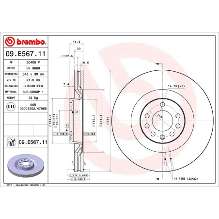 Δισκόπλακα BREMBO 09.E567.11