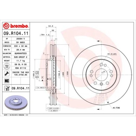 Brake Disc BREMBO 09.R104.11