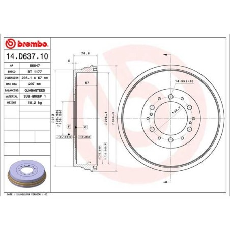 Brake Drum BREMBO 14.D637.10