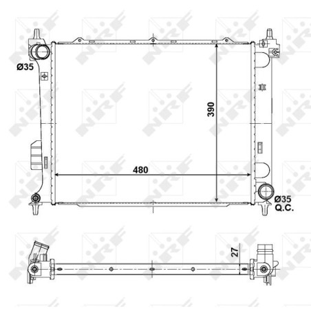 Radiator, engine cooling NRF 56057